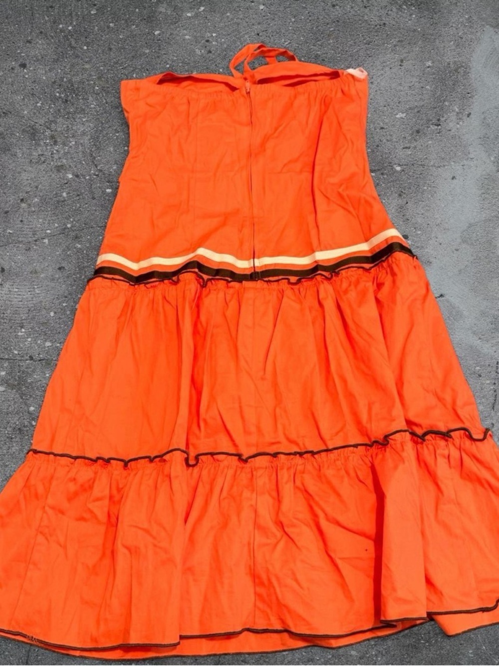 orange halter mini dress y2k ruffle tiered summer - Picture 5 of 5